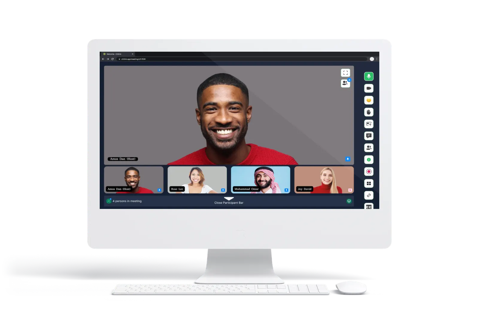 Desktop monitor showing a Chilink instant meeting